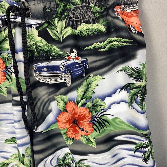 Big Dogs Tropical Print Swim Trunks - Black and Green - Picture 13 of 13